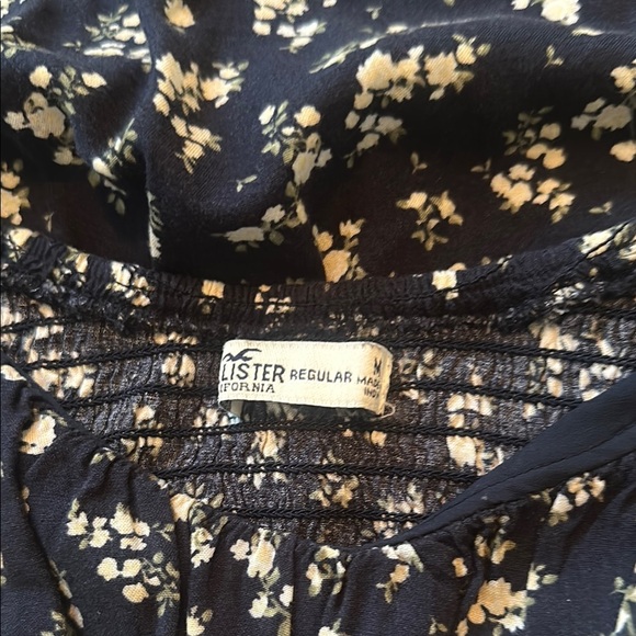 Hollister Navy Blue and White Puff Sleeve Mini Sundress - Picture 3 of 3